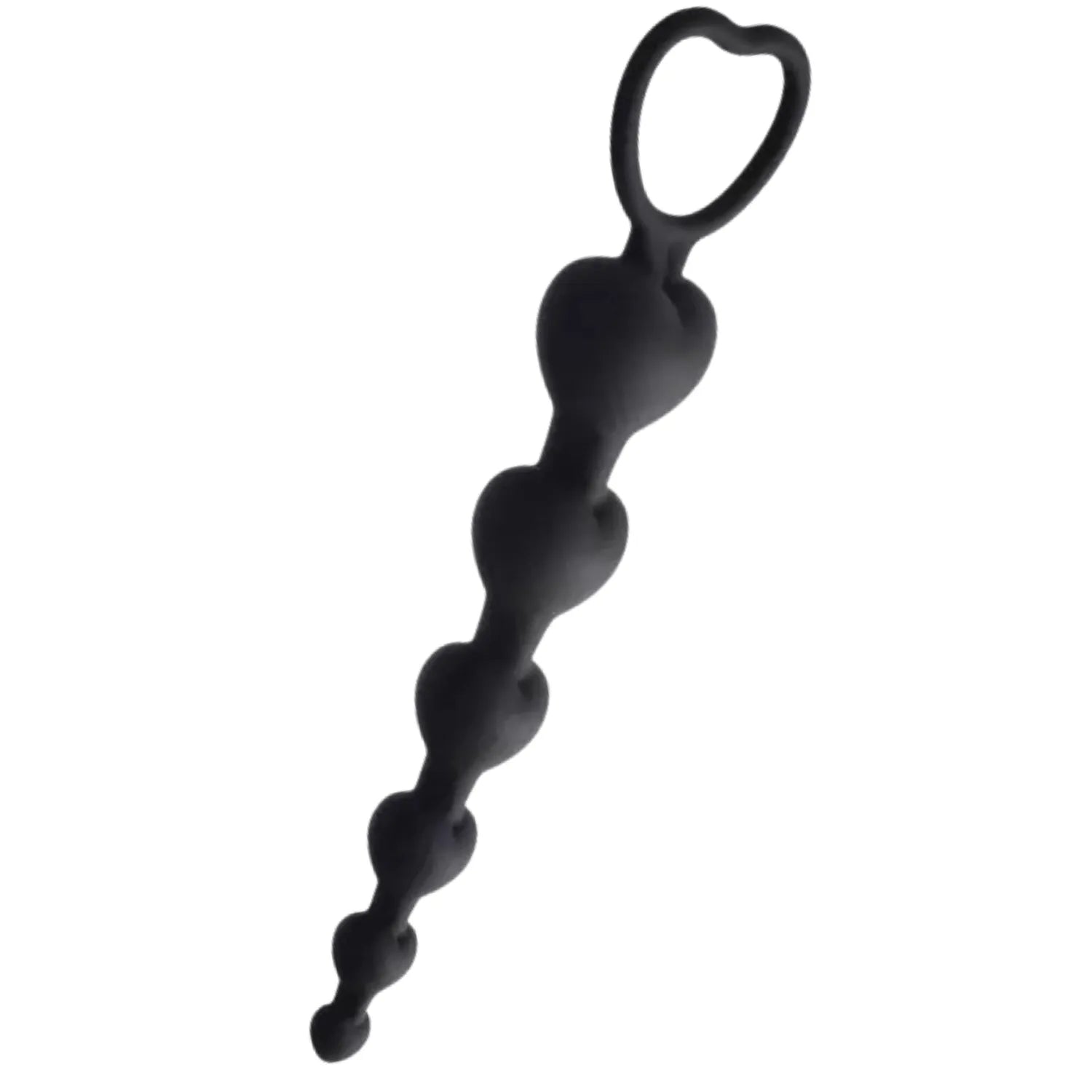 Chapelet Anal Cœur Silicone Noir + 1 dosette de lubrifiant — Pocket Pleasure