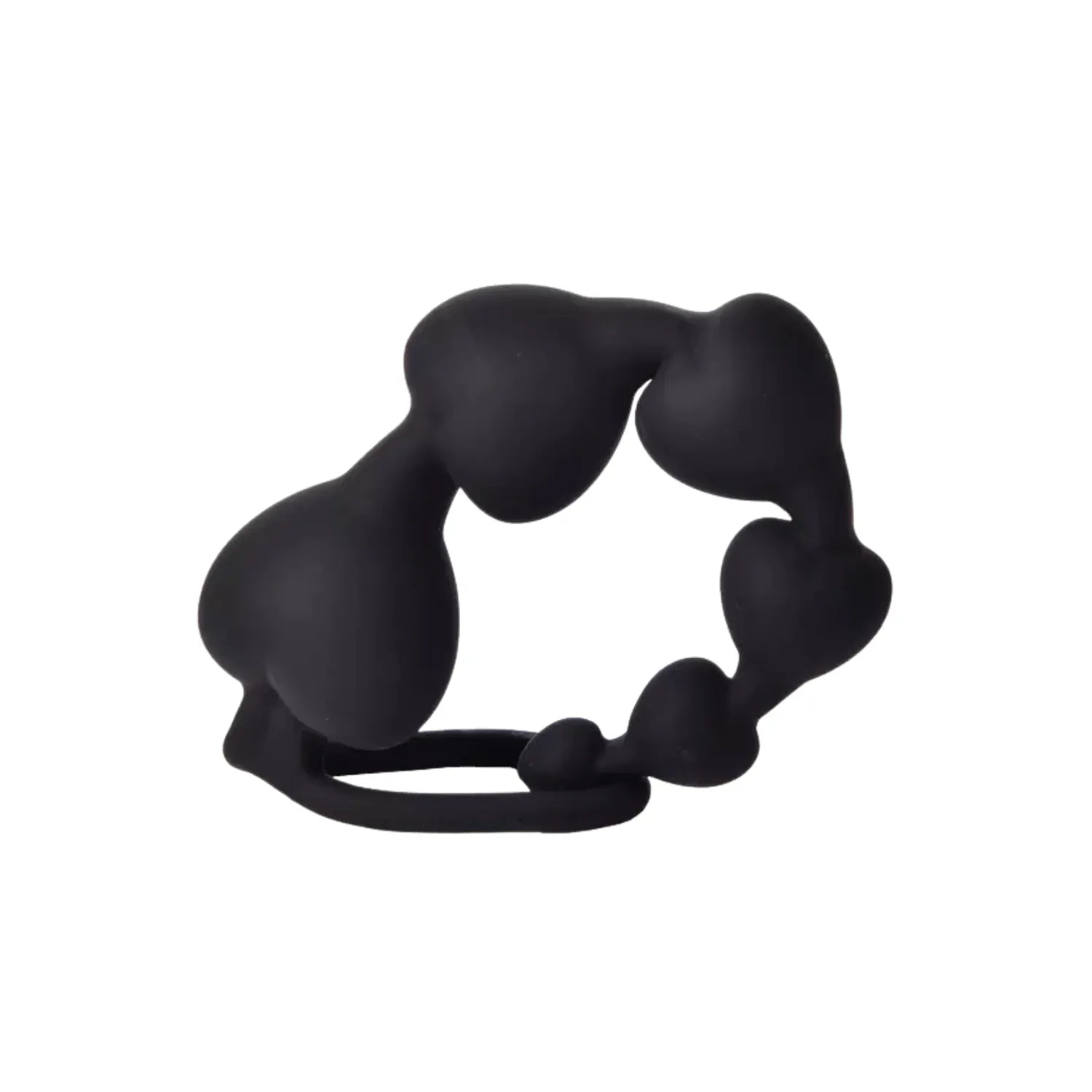 Chapelet anal silicone noir, boules cœur, poignée ergonomique, progression sécurisée, idéal débutants, plaisir anale.
