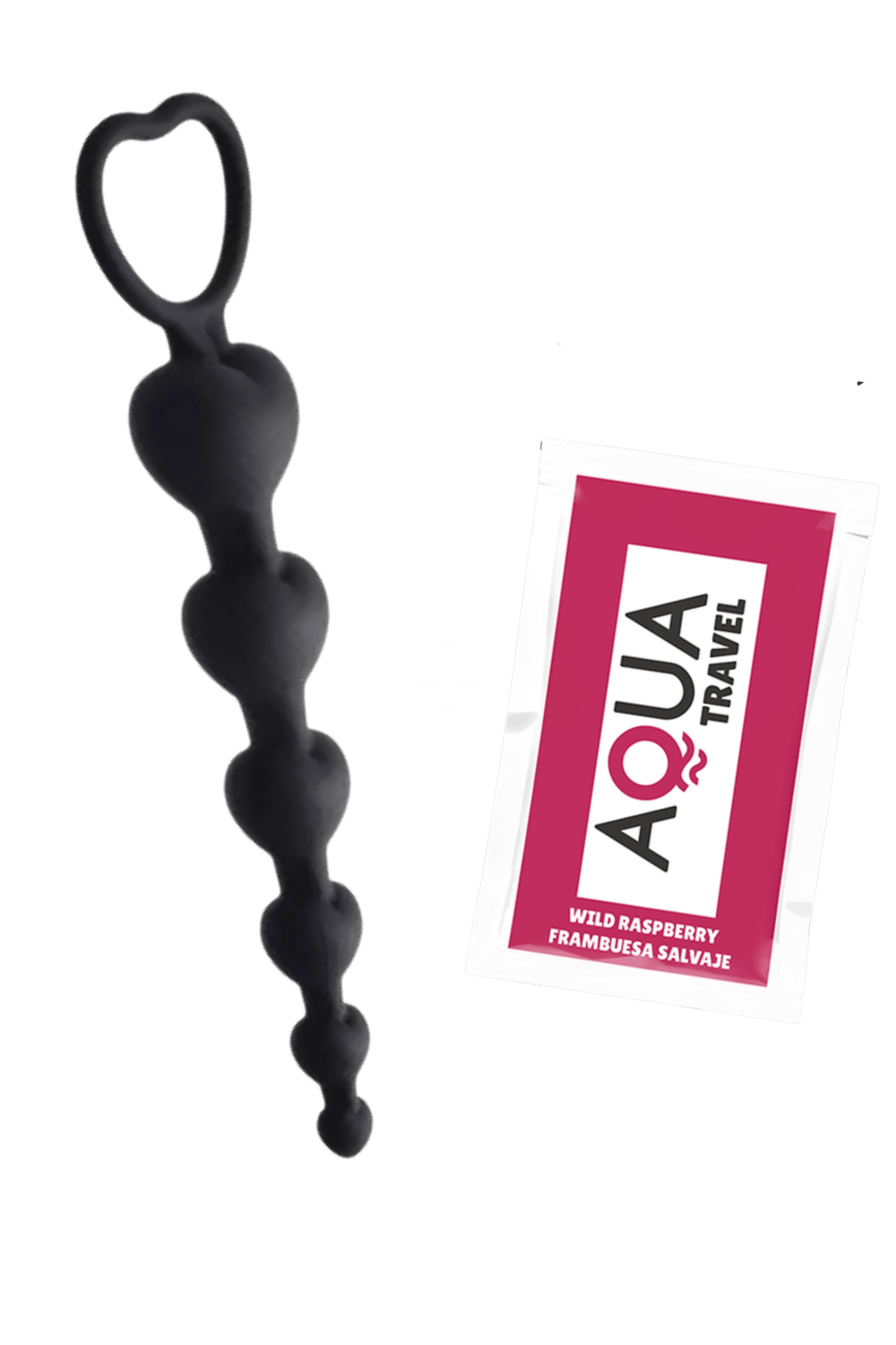 Chapelet Anal Cœur Silicone Noir + 1 dosette de lubrifiant — Pocket Pleasure