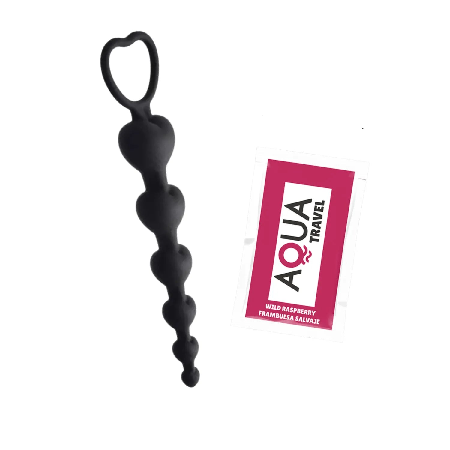 Chapelet anal silicone noir, boules cœur, poignée ergonomique, progression sécurisée, idéal débutants, plaisir anale.