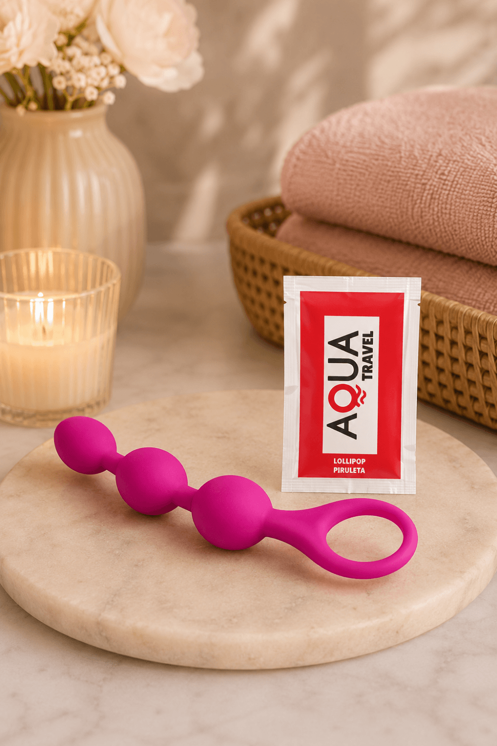 Chapelet Anal 3 Boules Fuchsia Silicone + 1 dosette de lubrifiant — Pocket Pleasure