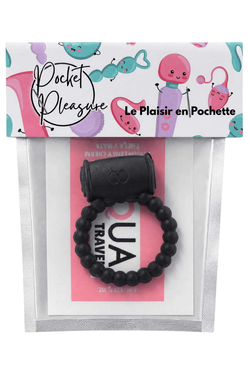 Cockring Vibrant Perlé Noir + 1 dosette de lubrifiant — Pocket Pleasure