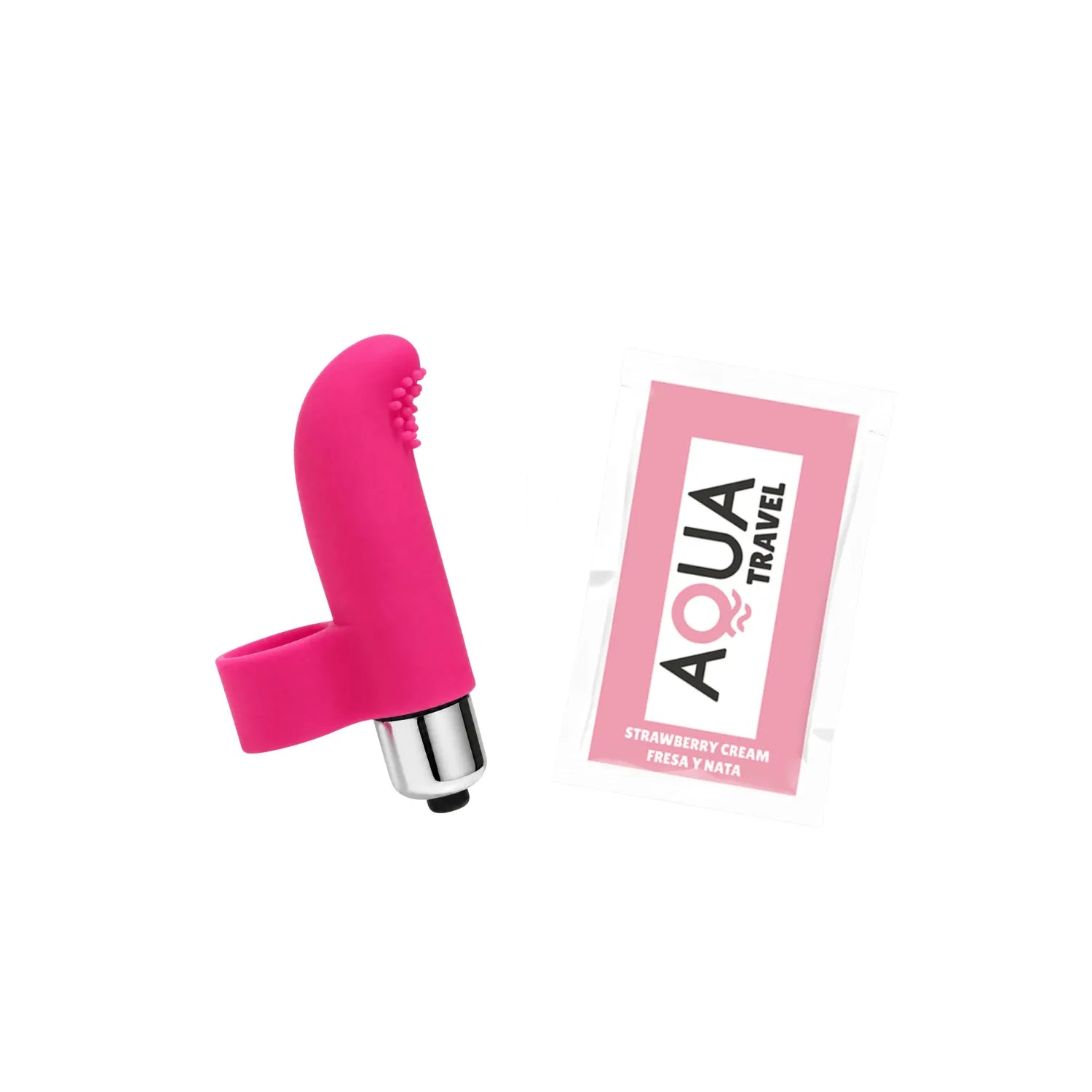 Doigt Chinois Vibrant rose fuchsia en silicone avec picots pour stimulation clitoridienne, design ergonomique.