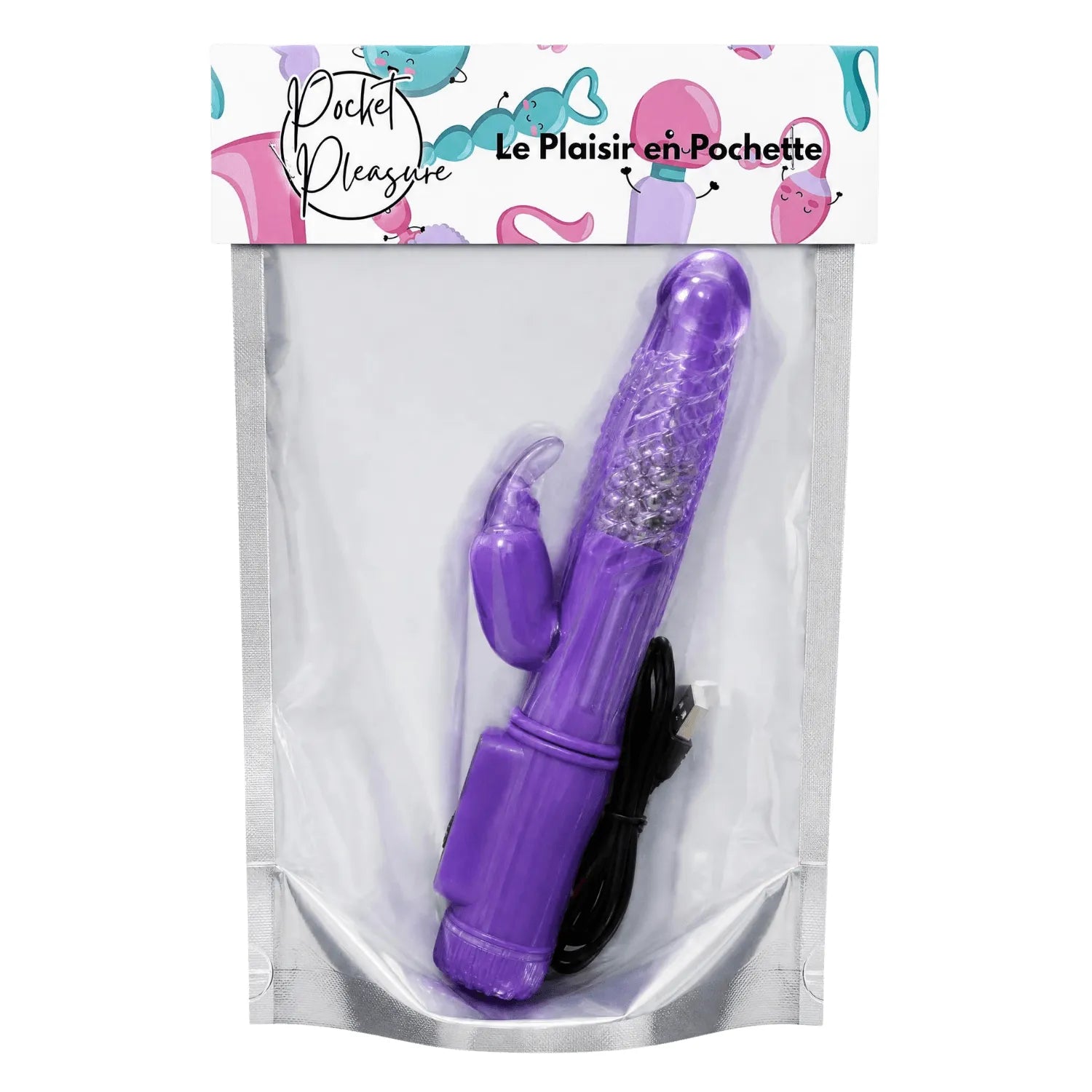 Vibromasseur Rabbit Violet Rotation &amp; Vibration 36 Modes + 1 dosette de lubrifiant — Pocket Pleasure