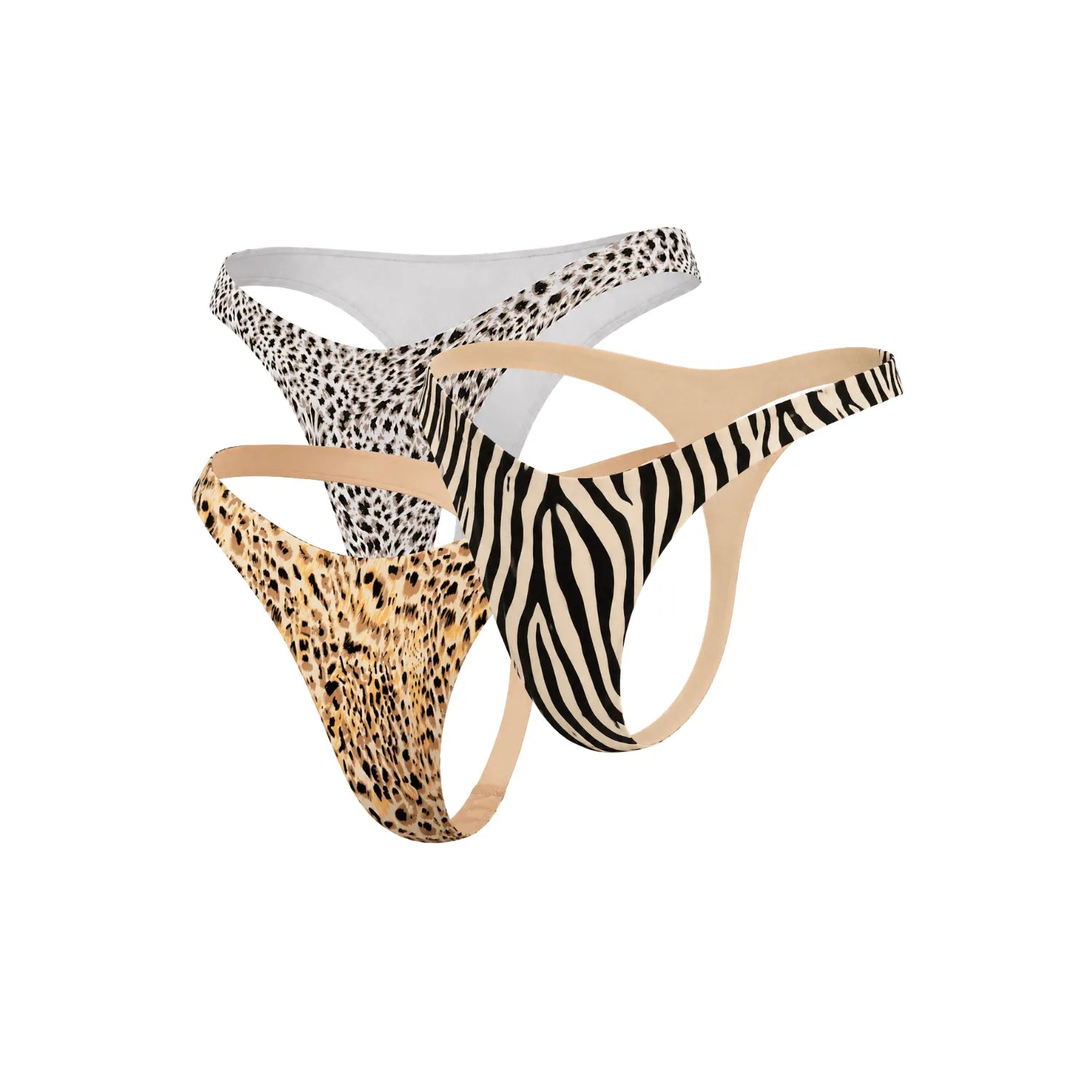 Lot de 3 strings invisibles à imprimés animaliers - Mapalé