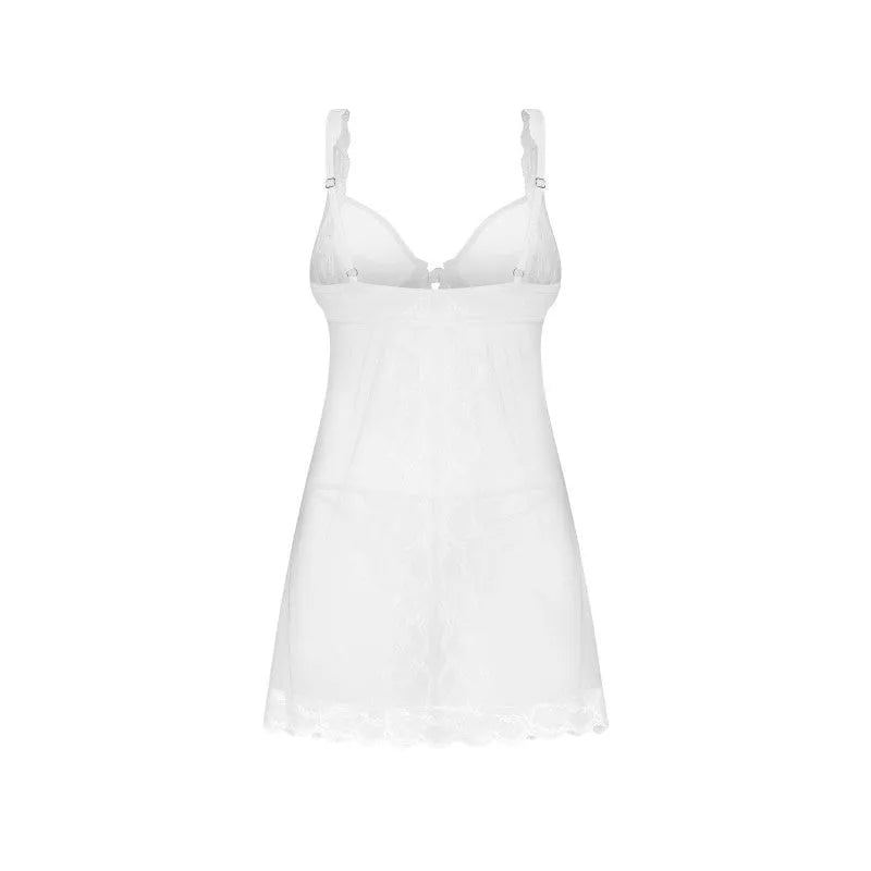 Weddya babydoll blanc dentelle satin bonnets armatures évasée bretelles réglables
