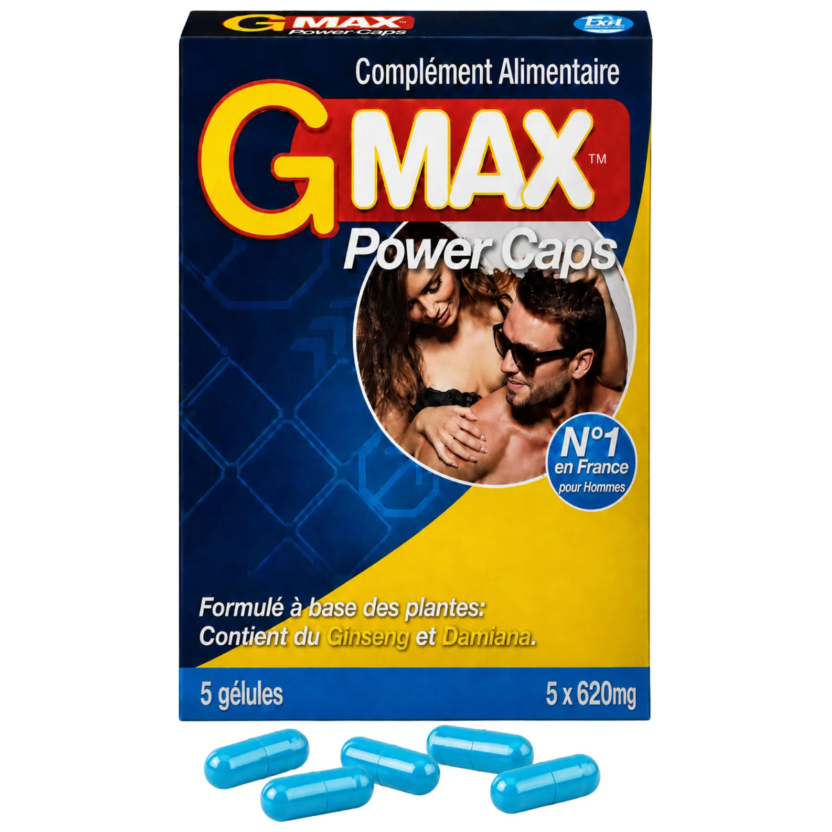 G-MAX Power Caps Boite de 5 gélules – Vitalité &amp; Bien-Être Masculin Complément alimentaire