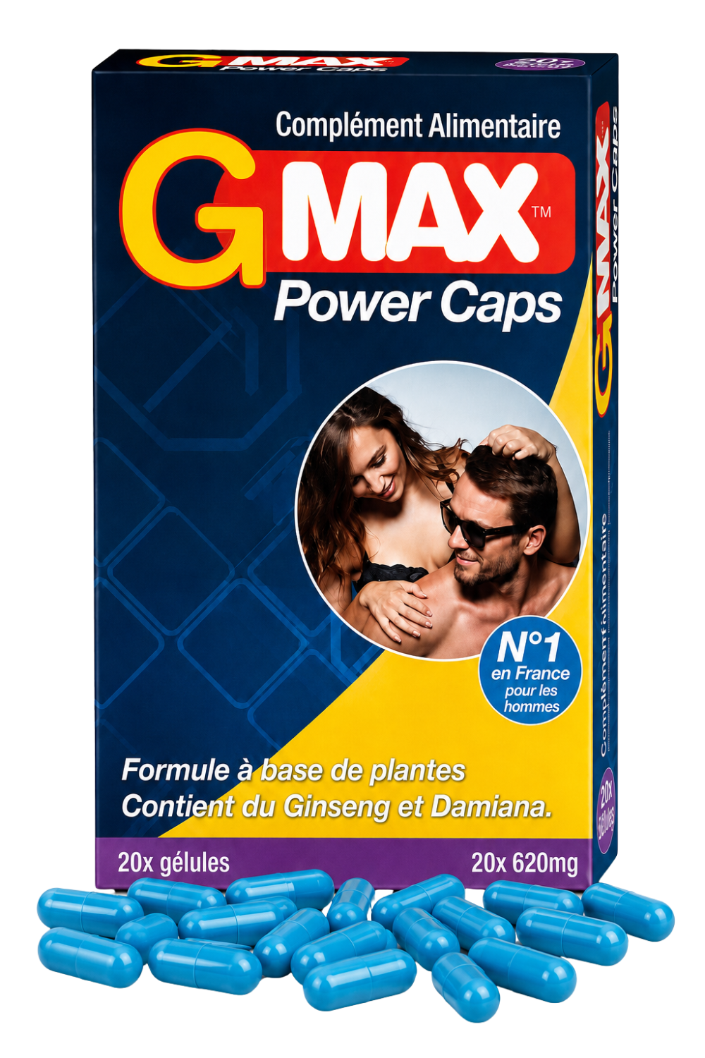 G-MAX Power Caps Boite de 20 gélules – Vitalité &amp; Bien-Être Masculin Complément alimentaire