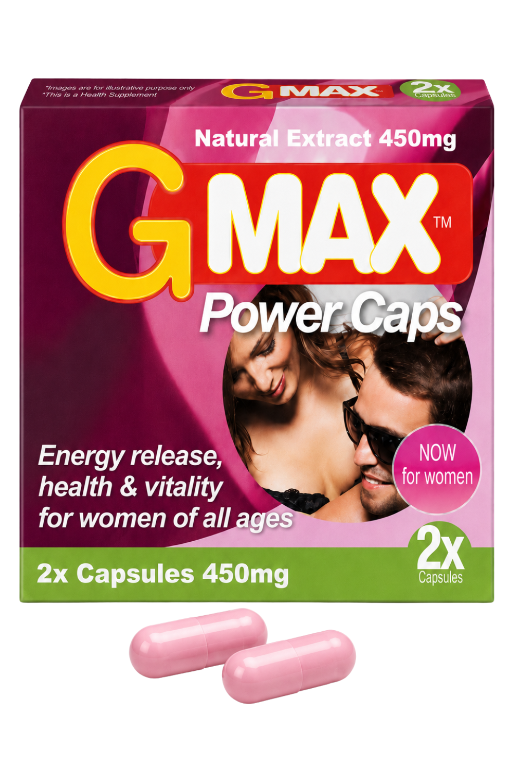 G-MAX Power Caps Boite de 2 gélules – Femme Libido &amp; Vitalité Intime Complément alimentaire