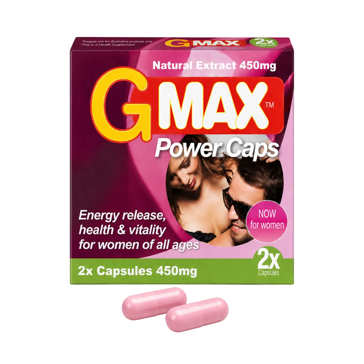 G-MAX Power Caps Boite de 2 gélules – Femme Libido &amp; Vitalité Intime Complément alimentaire