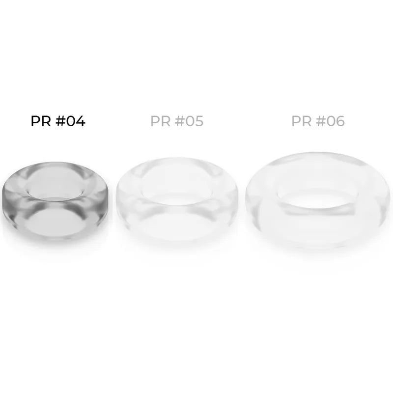 Anneau pénien transparent en TPE hypoallergénique, forme circulaire, optimise performance sexuelle, sécurité maximale.