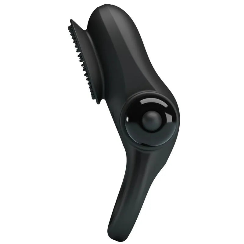 Anneau pénien vibrant en silicone noir, design ergonomique, texture lisse, dix modes de vibration, stimulation intense.