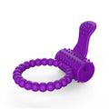 anneau pénien vibrant violet silicone hypoallergénique souple extensible diamètre 3cm moteur puissant vibrations intenses langue picots clitoridienne piles LR754 incluses