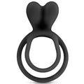 anneau stimulant pénis noir double circonférence testicules oreilles stimulantes clitoris silicone sans phtalates diamètre trois centimètres extensible ergonomique confortable morphologies