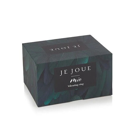 Anneau vibrant Je Joue Mio noir, flexible, dans une boîte élégante, pour intensifier l'intimité des couples.