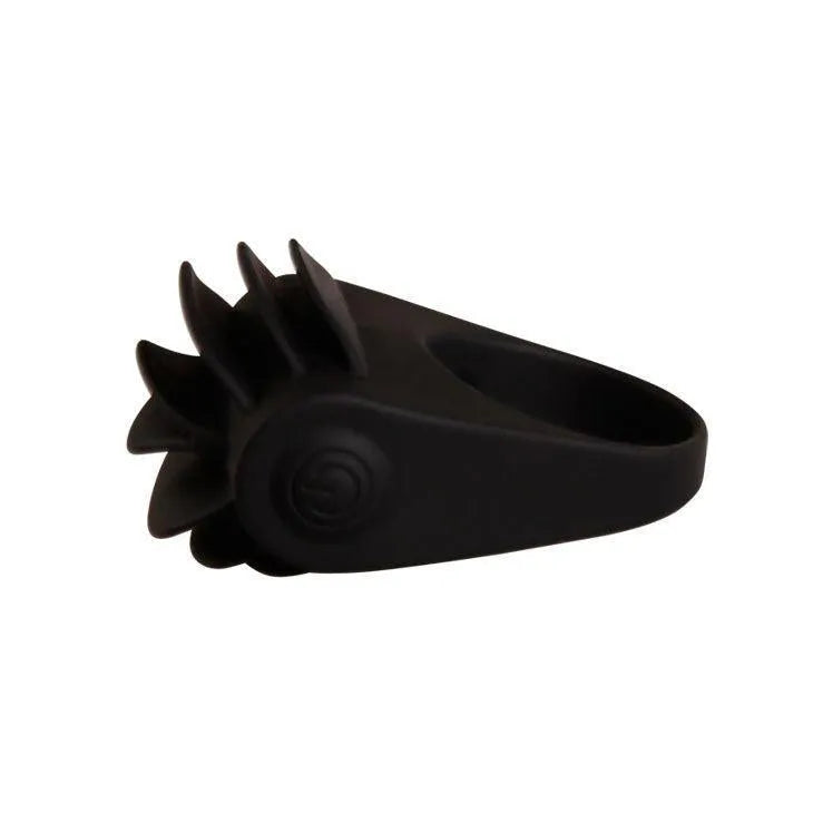 Anneau vibrant noir en silicone médical avec stimulateur clitoridien, design ergonomique, idéal pour améliorer l'intimité.