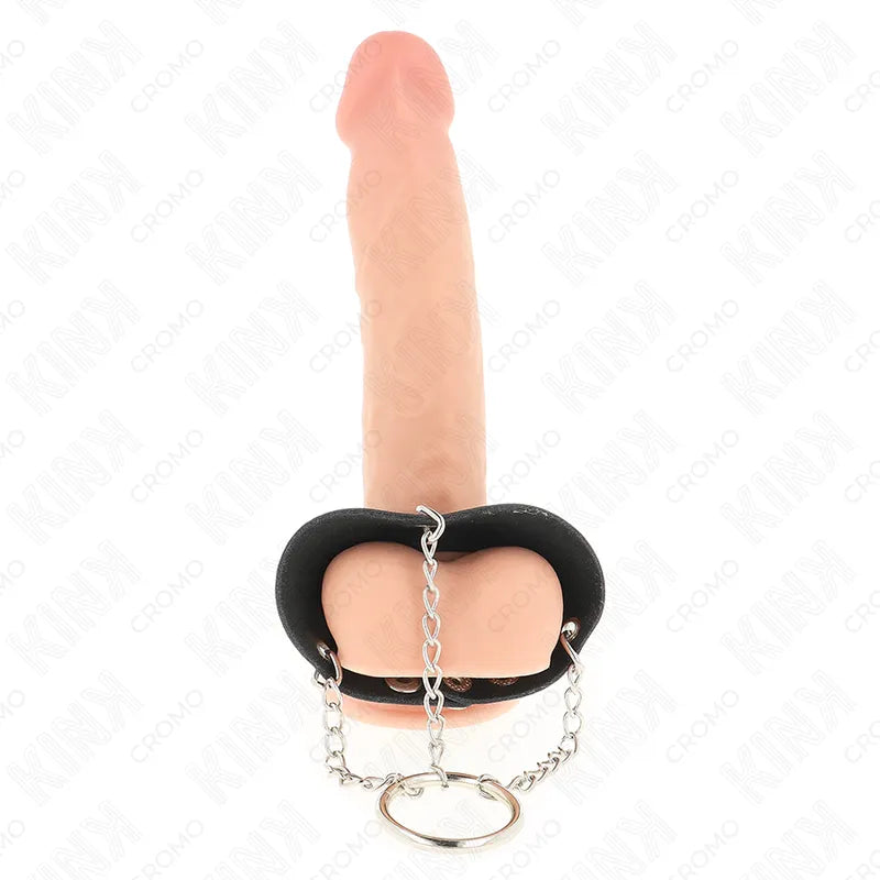 Anneau pénien cuir ajustable noir, BDSM, cuir véritable ou vegan, intensité personnalisable, élégance et fonctionnalité.