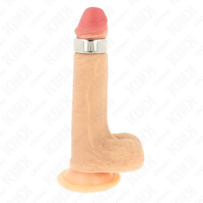 Anneau pénien BDSM en cuir noir ajustable sur fond blanc, accessoire de confort et contrôle pour expériences sensorielles.
