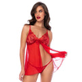 Babydoll Transparent À Motif Floral Avec String Assorti