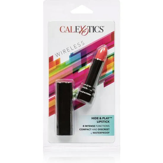 Balle vibrante rouge à lèvres waterproof en silicone, élégante et discrète, avec 8 vitesses de vibration, sur fond coloré.