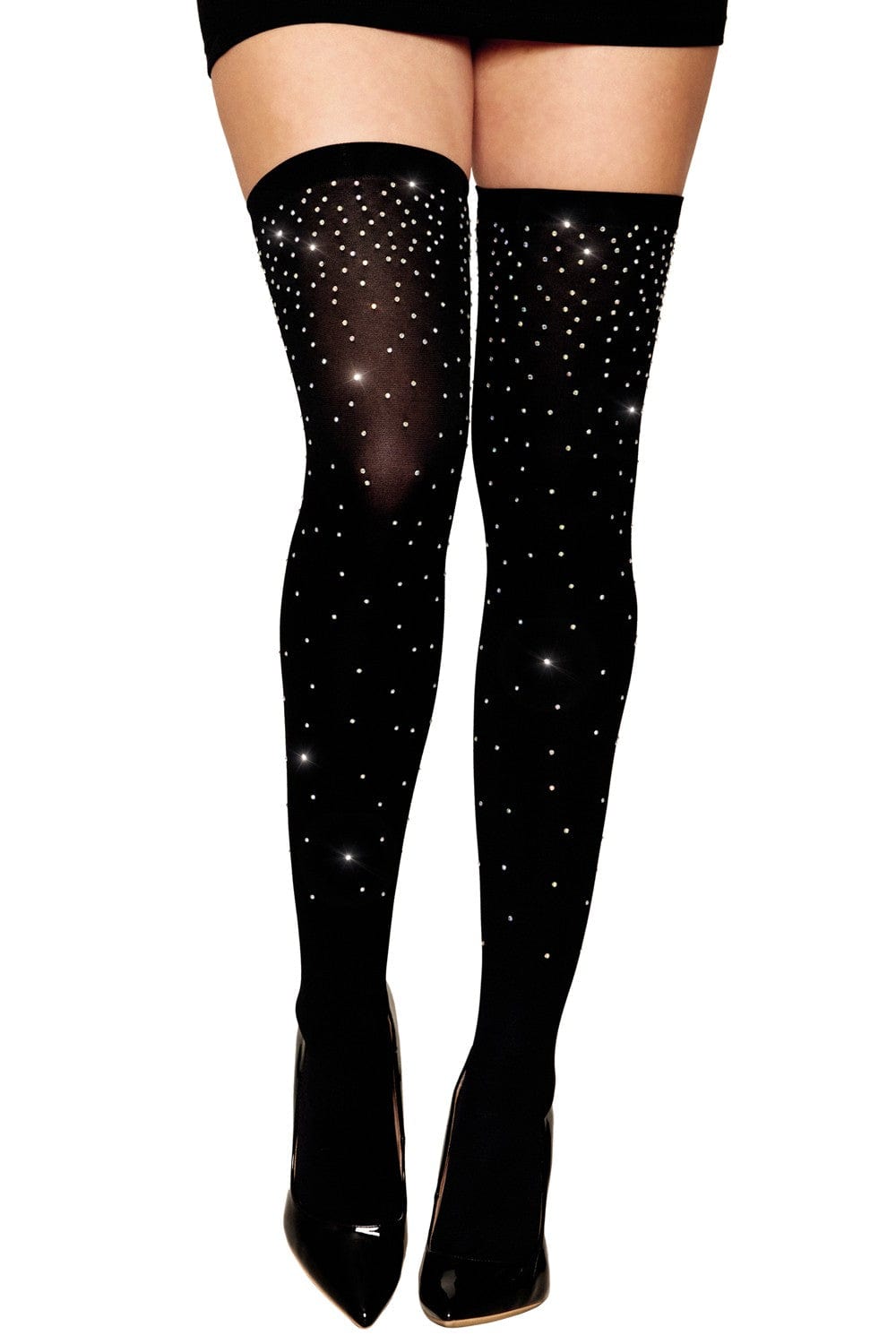 Bas fantaisie noir avec strass - DG0459BLK