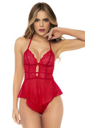 Body Babydoll Rouge Avec Laçage Nylon