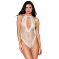 Body En Résille Blanche Dentelle Avec Perles