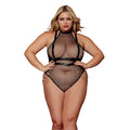 Body En Résille Noir Grande Taille Avec Harnais Chaînes