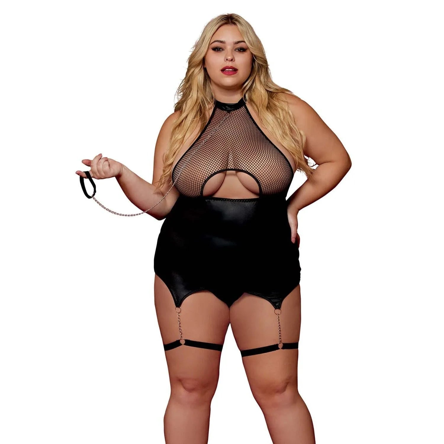 Body Grande Taille Bdsm Avec Jarretelles Chaîne