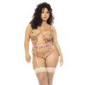 Body Grande Taille En Dentelle Rose Brodée