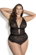 Body Grande Taille Noir Dentelle Résille