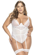 Body Grande Taille Résille Blanche Dentelle Florale