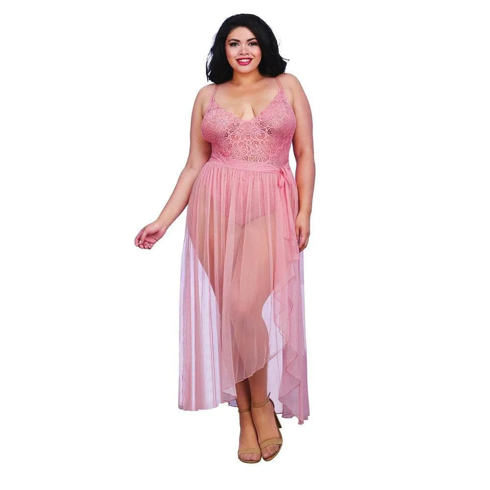 Body Grande Taille Rose Vintage En Dentelle
