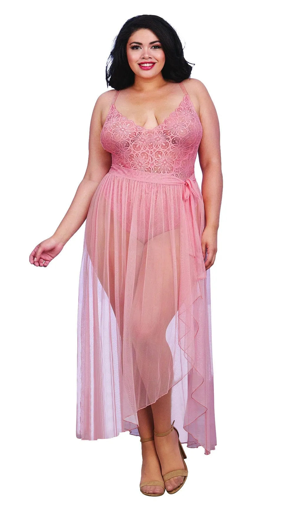 Body Grande Taille Rose Vintage En Dentelle