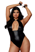 Body Grande Taille Simili Cuir Noir Cadenas