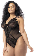 Body Noir Grande Taille En Dentelle Avec Jarretelles