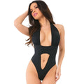 Body Noir Sexy Décolleté Ventre Ajouré Extensible