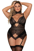 Body String Grande Taille Dentelle Noire Guêpière