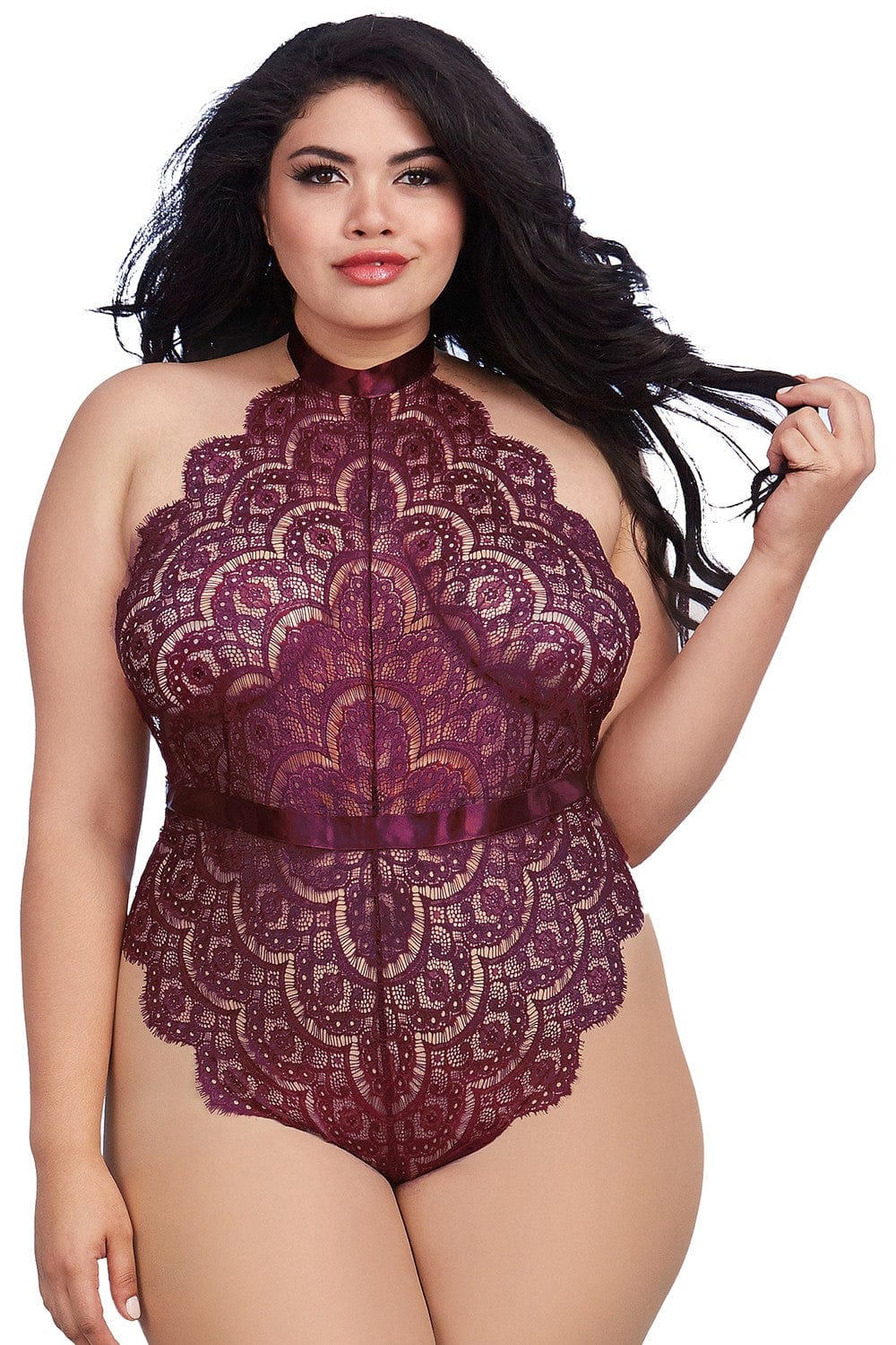 Body string Grande taille en dentelle avec noeud dans le dos - DG11771XMUL