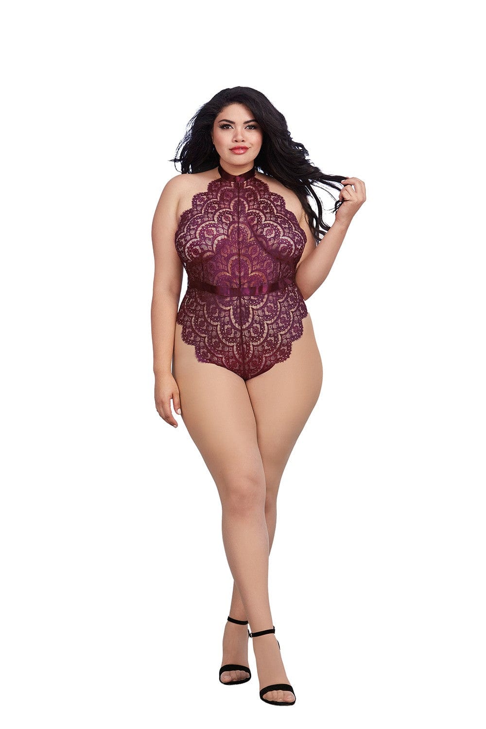 Body string Grande taille en dentelle avec noeud dans le dos - DG11771XMUL