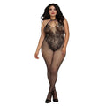 Bodystocking Grande Taille Résille Décolleté Lanières