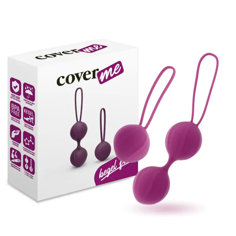Boules de Geisha violettes en silicone avec cordon, boîte blanche illustrée, pour renforcement du plancher pelvien.