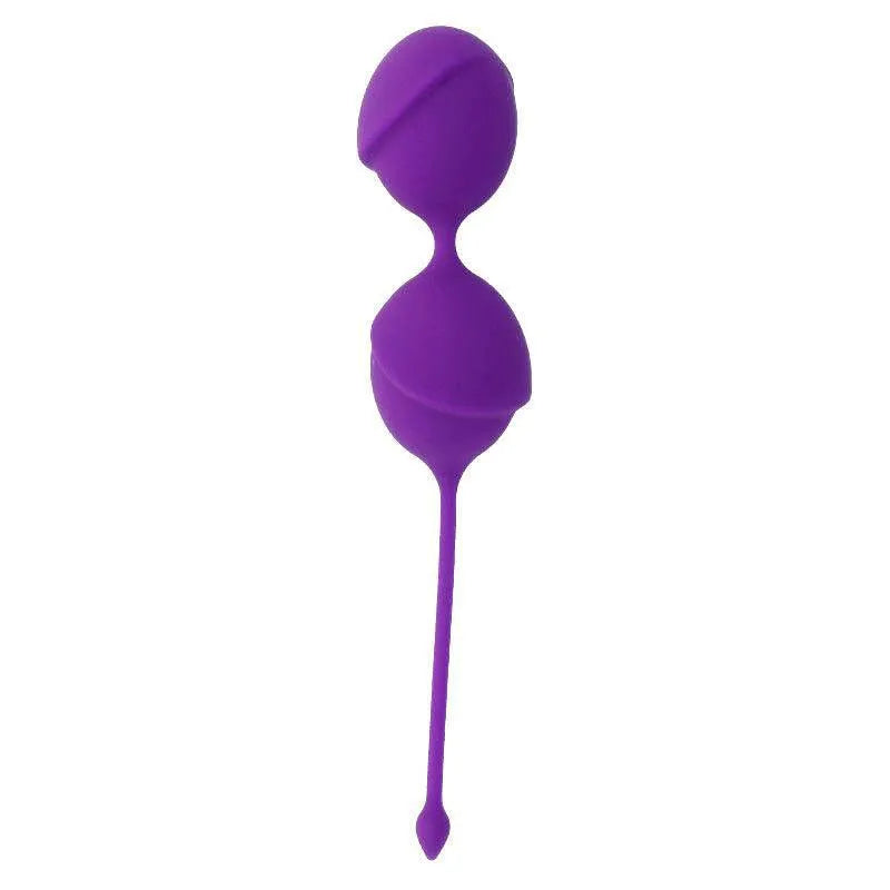 Boules de Kegel en silicone violet, forme sphérique, pour tonus pelvien, avec cordon de retrait.