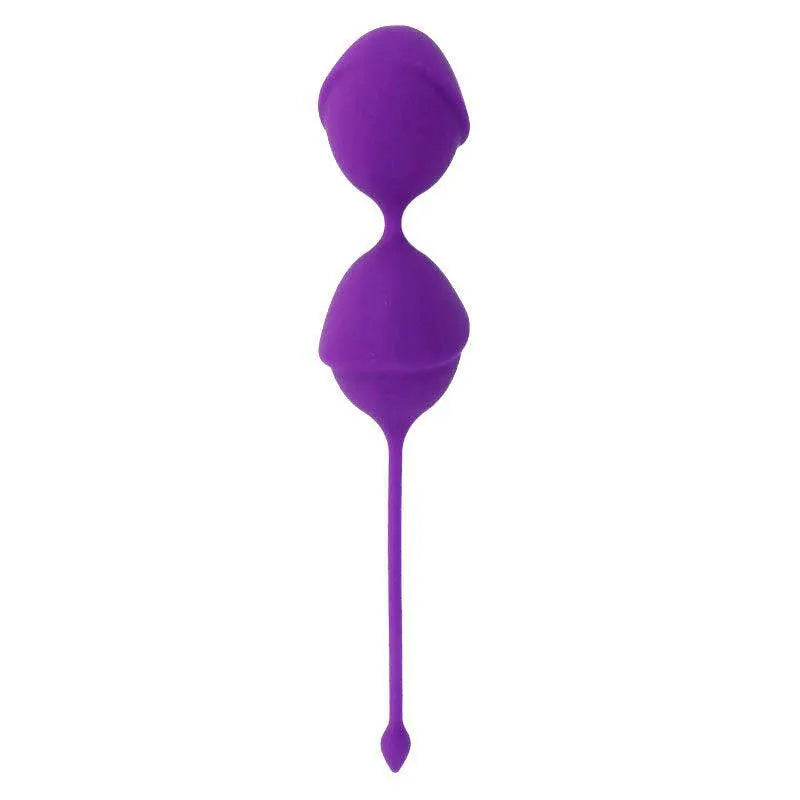 Boules de Kegel violettes en silicone médical, design ergonomique avec cordelette, pour tonus pelvien et confort quotidien.