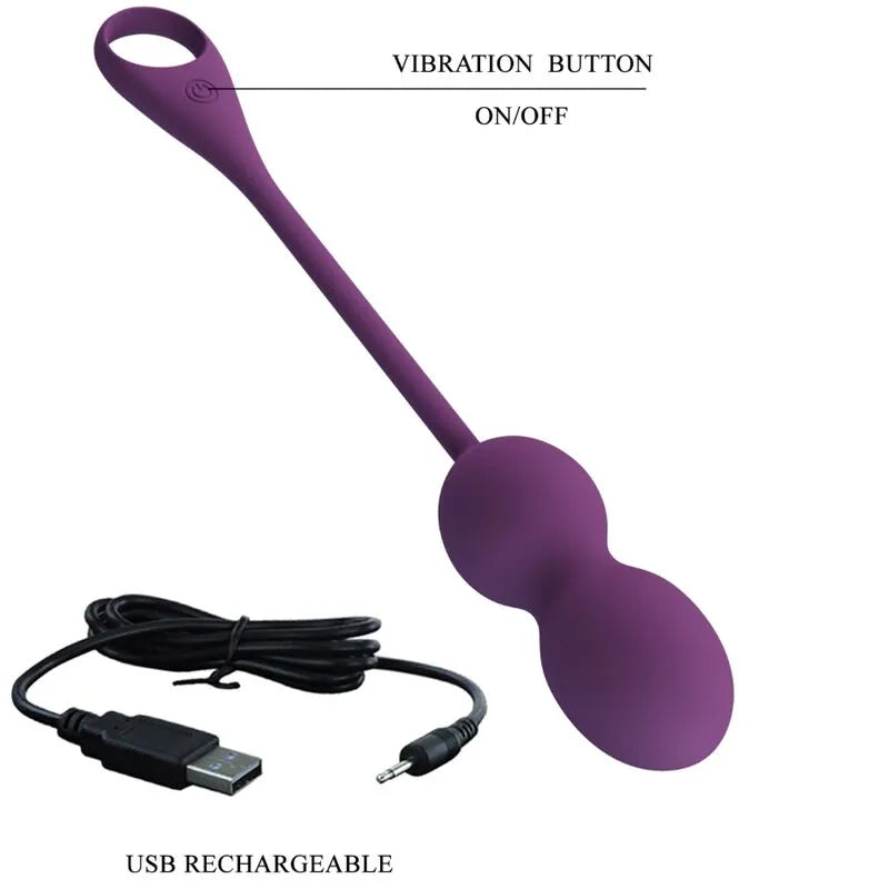 Boules Kegel vibrantes violettes en silicone avec câble USB, forme ergonomique, 12 modes de vibration pour tonification pe...