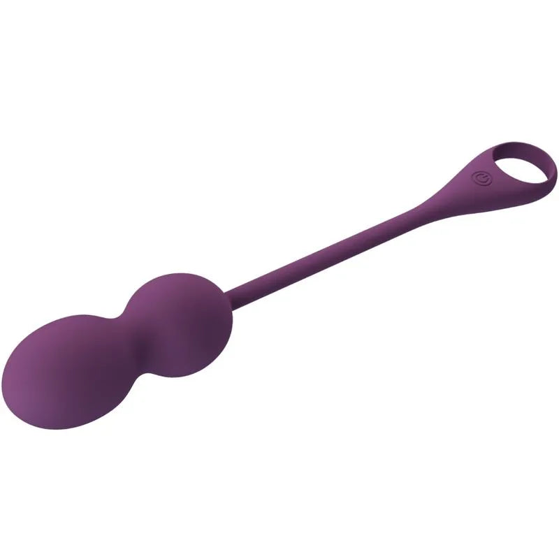 Boules Kegel vibrantes en silicone violet avec télécommande, forme ergonomique, pour tonification du plancher pelvien.