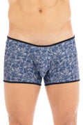 Boxer Homme Sexy Bleu Imprimé Feuilles