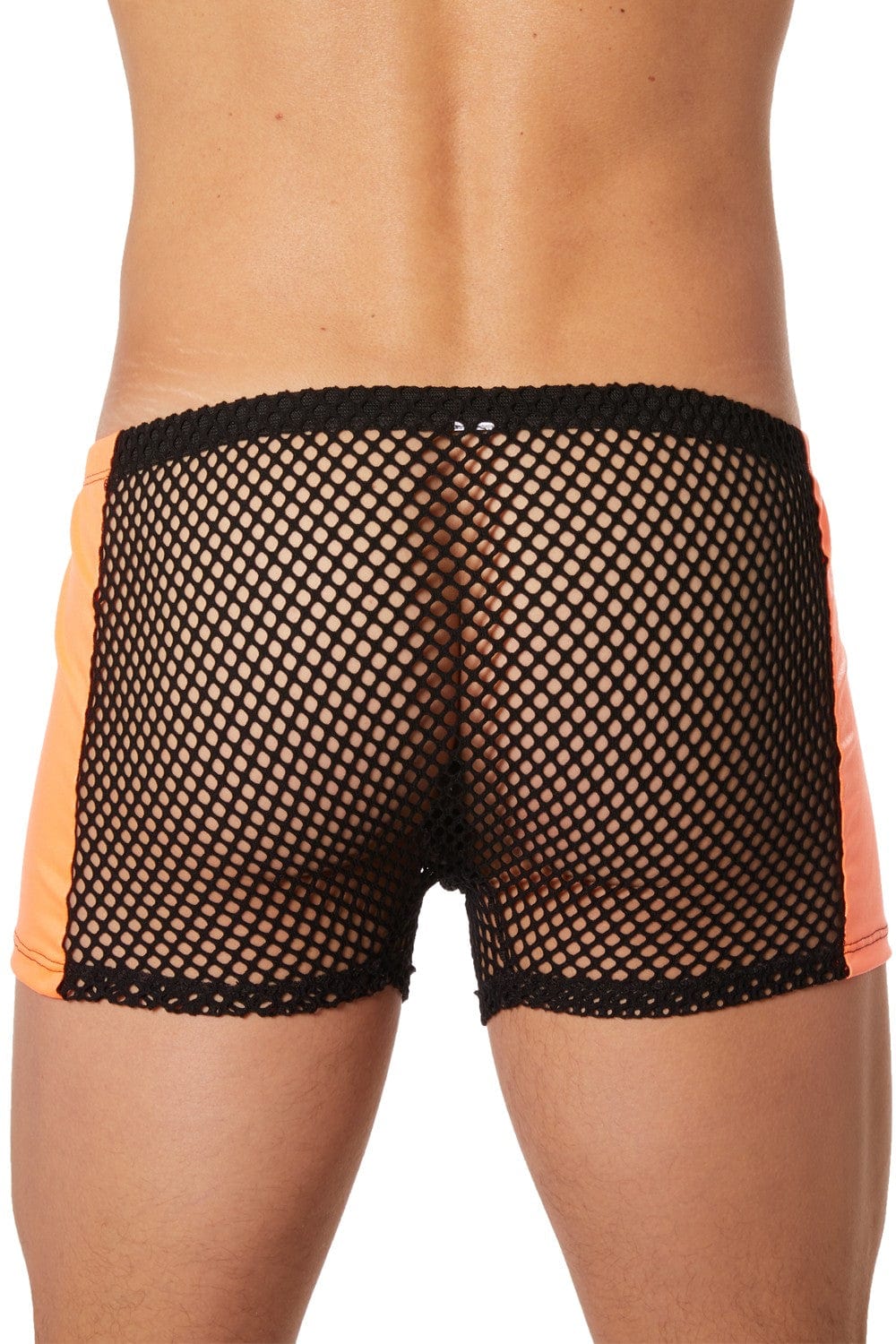 Boxer noir filet avec cà´tés simili cuir orange - LM911-67MBKO