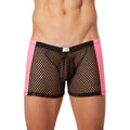 Boxer Noir Sexy Homme Filet Simili Cuir Rose