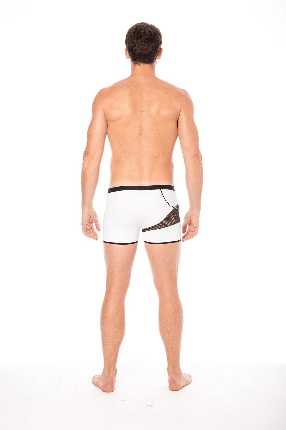 Boxer blanc homme avec détails en filet et cordelette, design moderne et sexy, collection Urban, confortable et élégant.